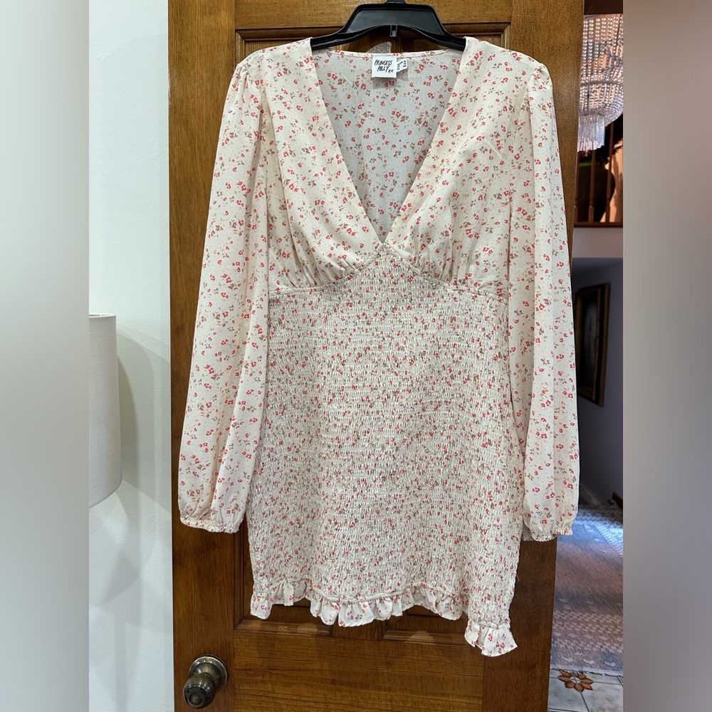 Princess Polly Floral Mini Dress - Pink and White